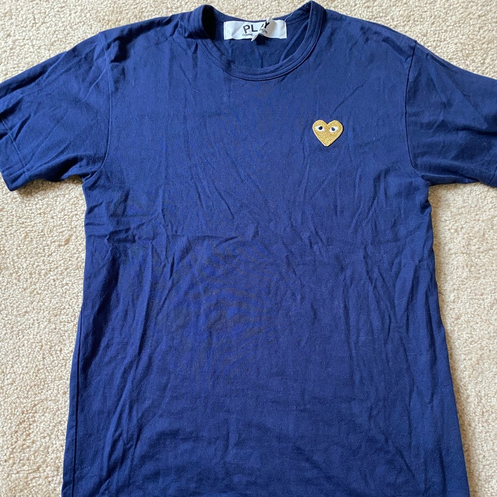 Commes des Garçon Play Tshirt - Navy/Gold